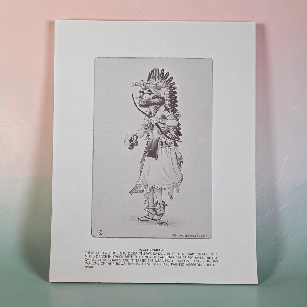 Vintage 1960 Se-Ka Ho-Dah Kachina Print Hoyesva Peter Shelton Jr Hopi Art Litho